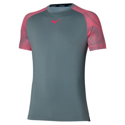 Camisa Mizuno Charge Shadow Tee Hombre Grises Verdes - Chile M785LRHJID
